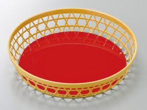 ABS竹丸かご　クリーム・内朱