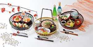 ABS竹丸かご　クリーム・内朱